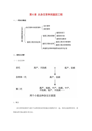 高一生物：第6章《从杂交育种到基因工程》教案（1） 新人教版