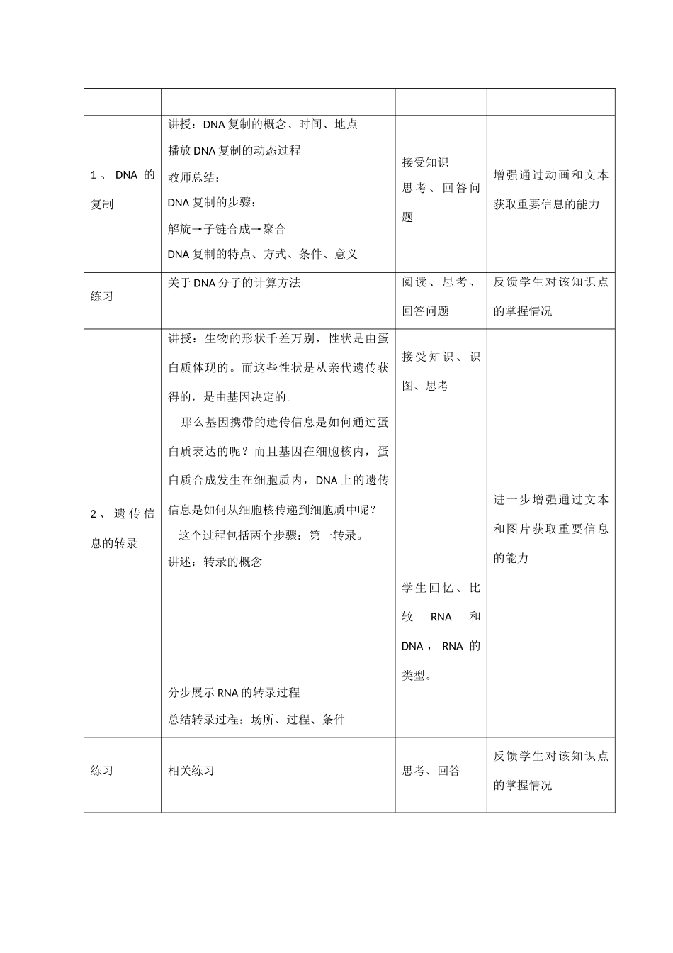高一生物：6.2《DNA复制和蛋白质合成》教案（2）沪科版_第3页