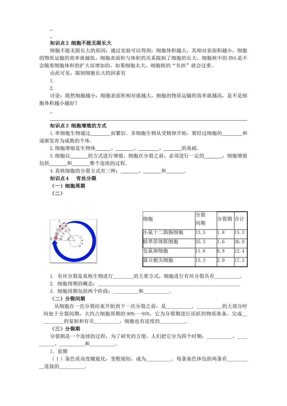 高一生物第六章细胞的生命历程第一节细胞的增殖教案_第2页