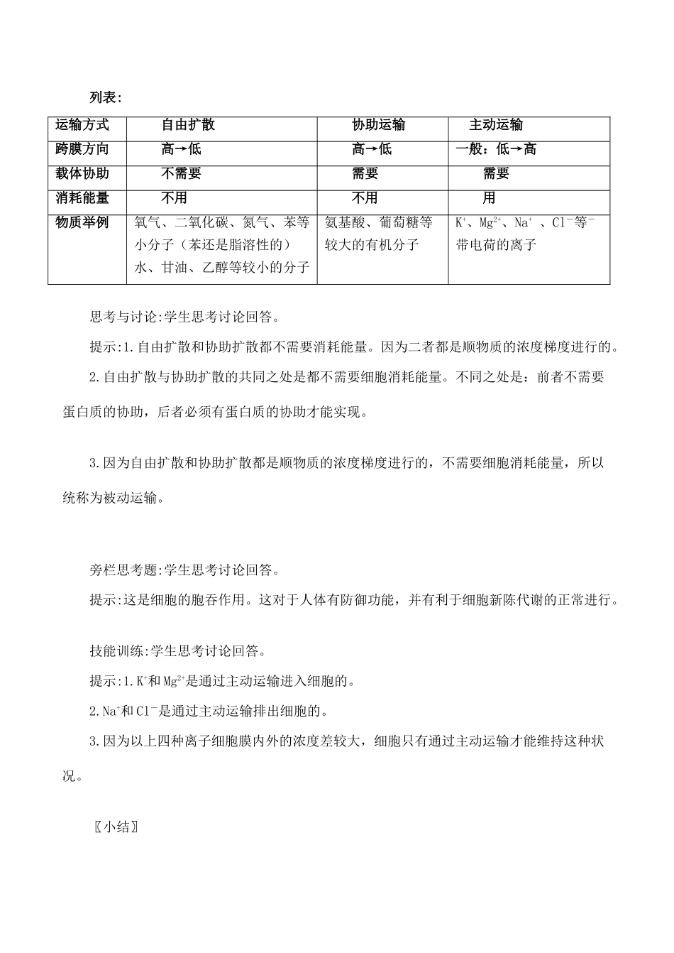 高一生物必修1 第3节 物质跨膜运输的方式_第2页