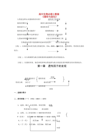 高一生物《遗传与进化》单元知识结构：第一章《遗传因子的发现》新人教版必修2