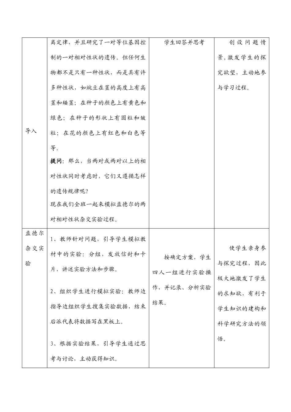 高一生物《自由组合定律》教学设计必修2_第3页