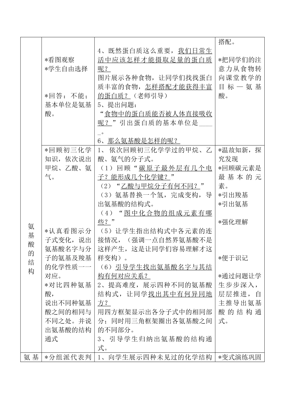 高一生物《第2节 生命活动的主要承担者—蛋白质》教学设计_第3页