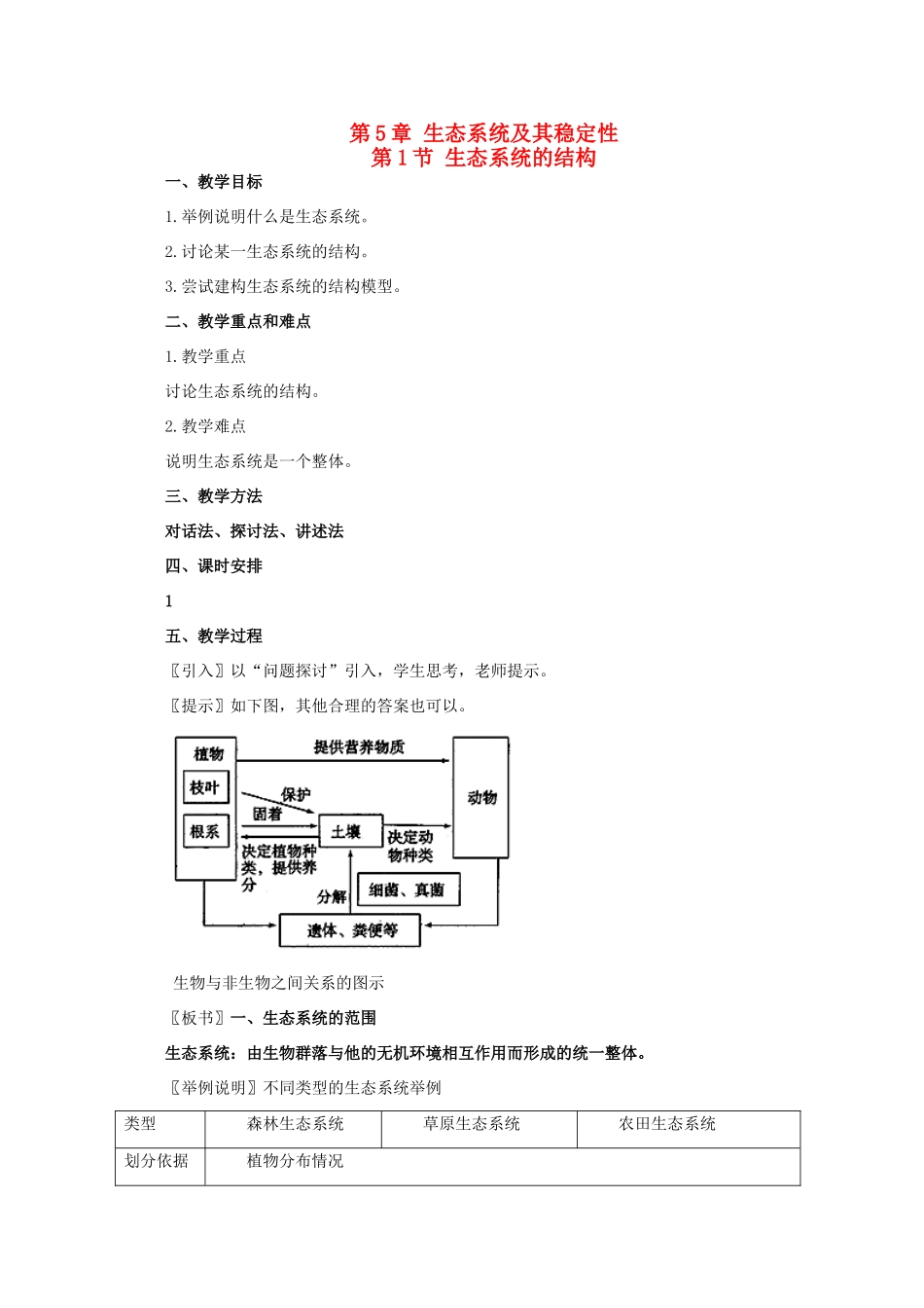 高一生物《稳态与环境》全套教案：5.1《生态系统的结构》新人教版必修3_第1页