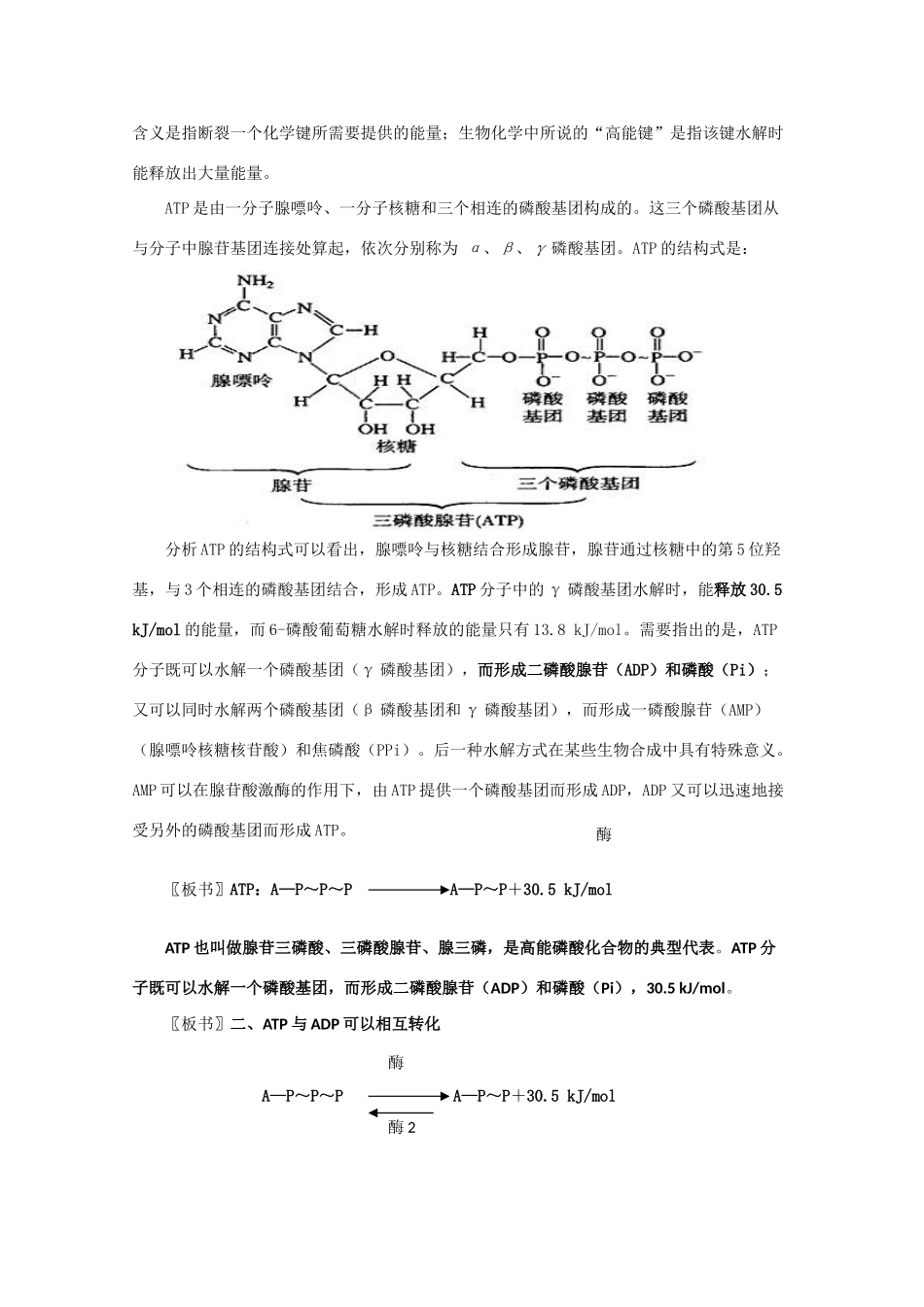 高一生物《分子与生物》全套教案：5.2《细胞的能量“通货”——ATP》新人教版必修1_第2页