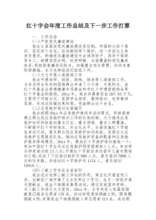 红十字会年度工作总结及下一步工作打算