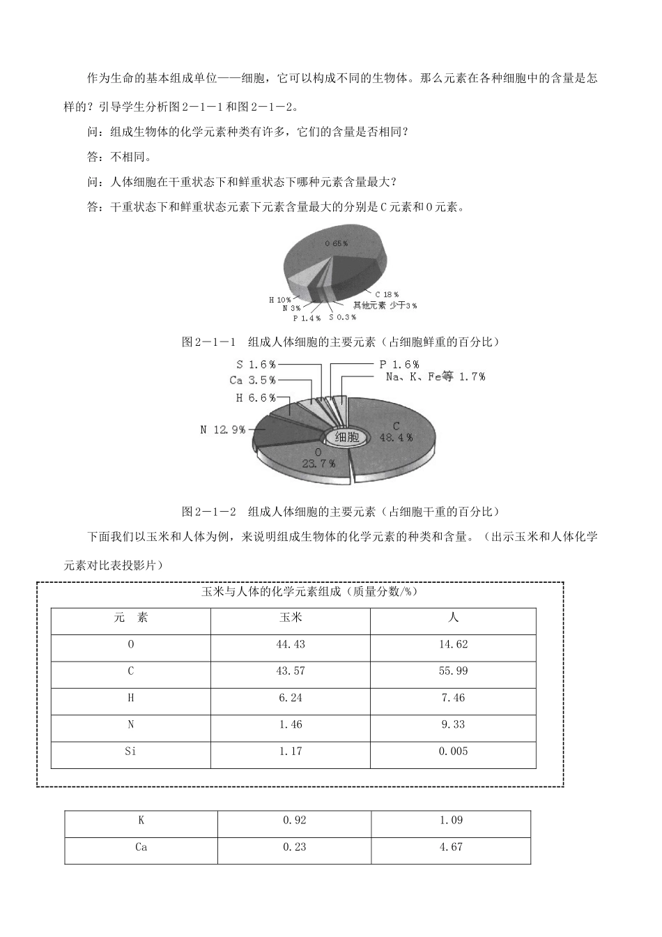 高一生物 细胞中的元素和化合物示范教案 新人教版_第3页