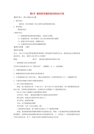 高一生物 3.4《基因是有遗传效应的DNA片段》教案（新人教版必修2）
