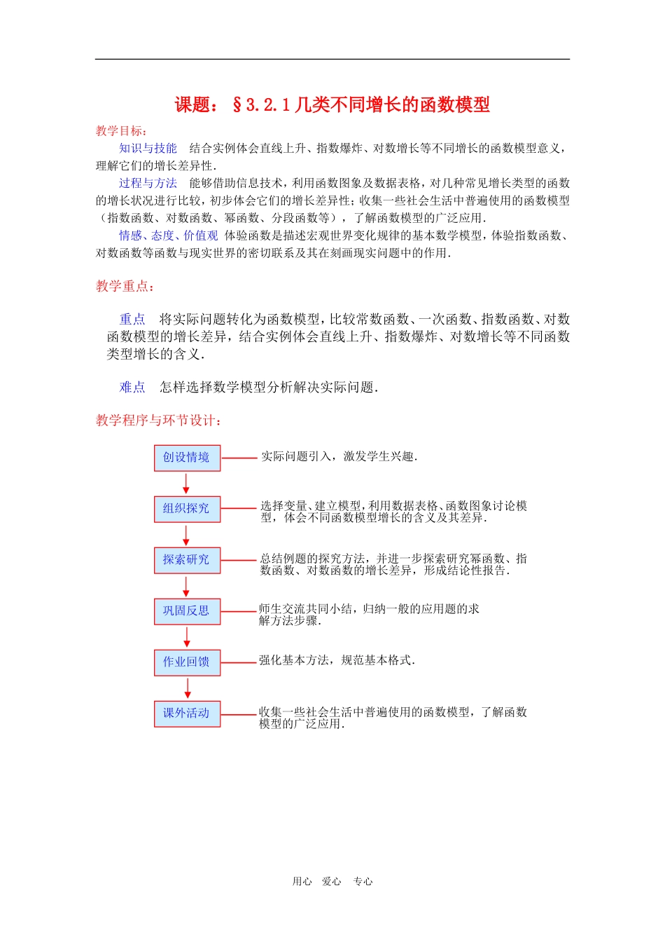 高一数学：3.2.1《几类不同增长的函数模型》教案新人教A版必修1_第1页