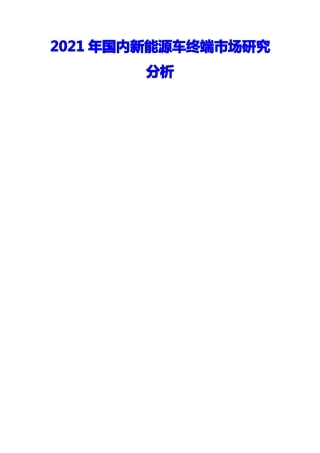 国内新能源车终端市场分析报告