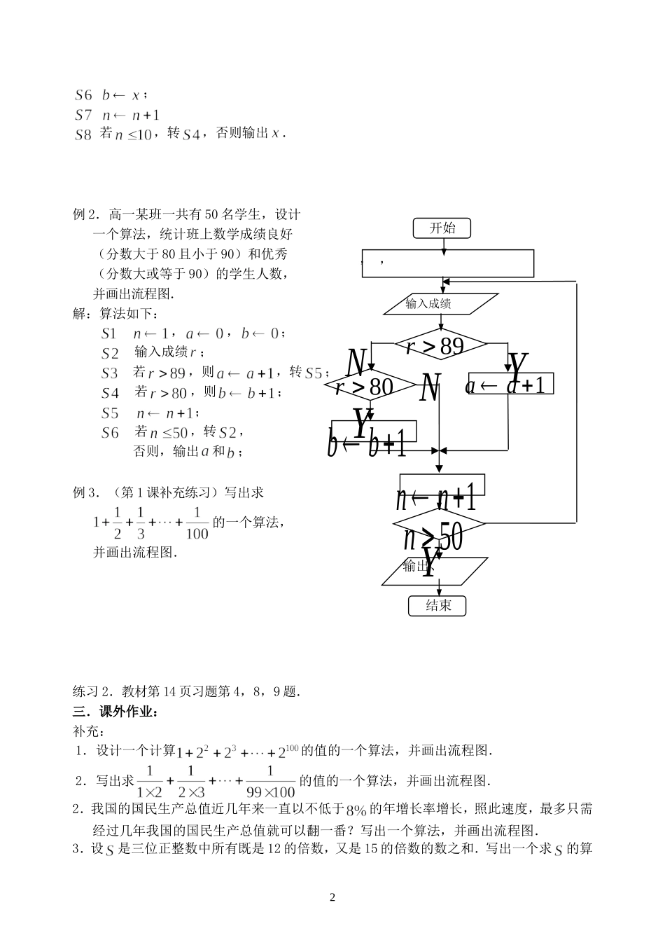 高一数学第五课时 流程图复习课教案 人教版 必修3_第2页
