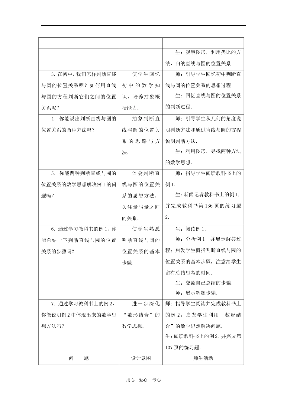 高一数学第7章教案：7.3《直线与圆的位置关系》 湘教版必修3_第2页
