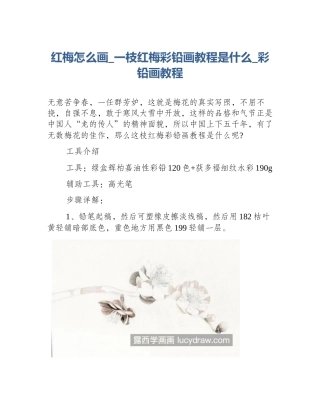 红梅怎么画_一枝红梅彩铅画教程是什么_彩铅画教程
