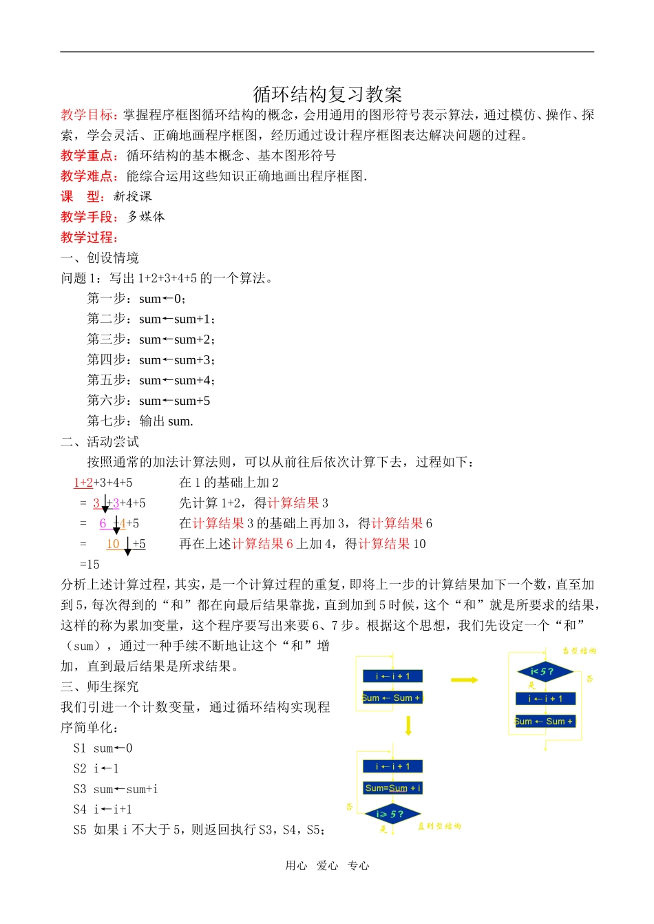 高一数学循环结构复习教案_第1页