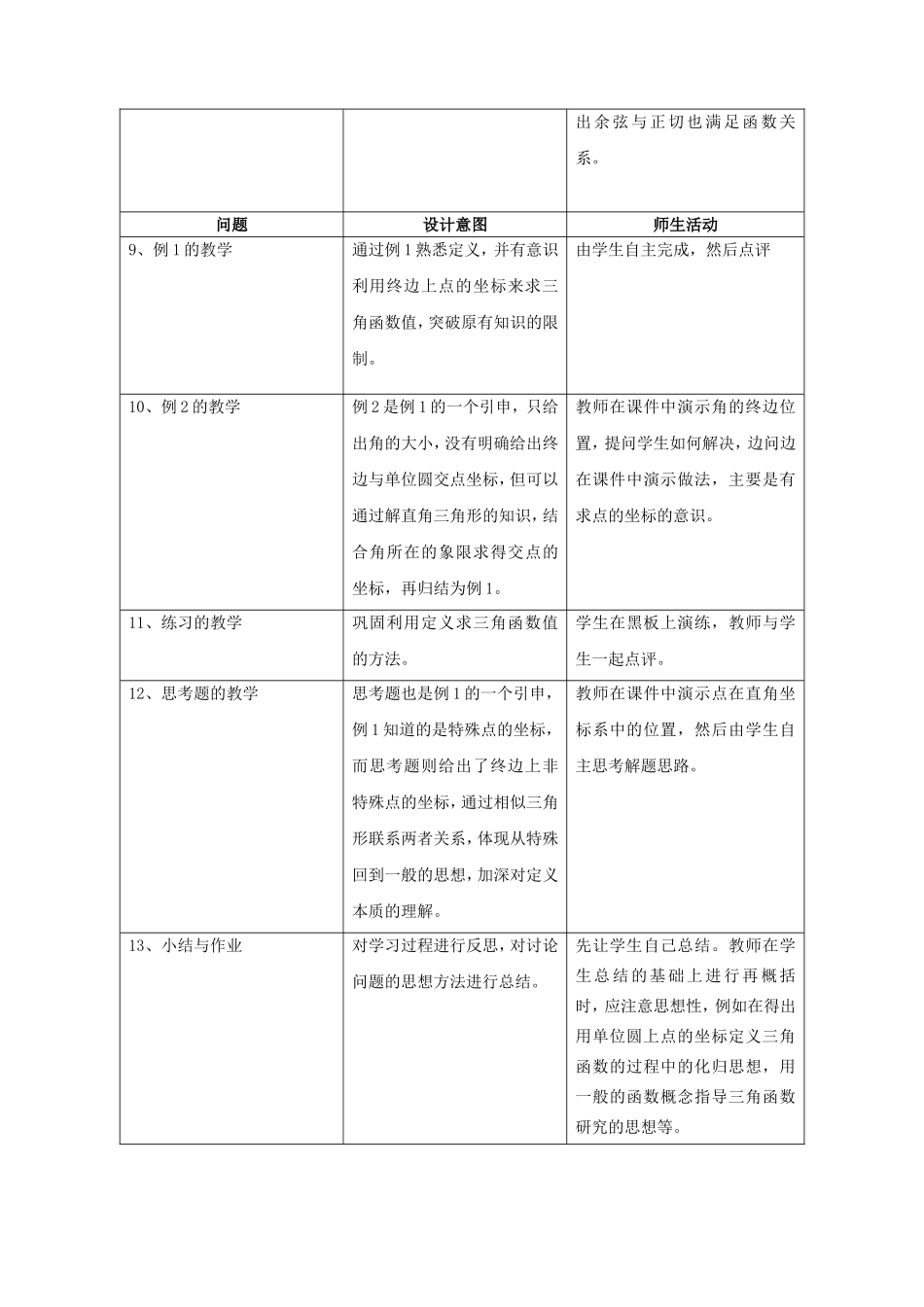 高一数学任意角的三角函数教学设计 新课标 人教版A 必修4_第3页