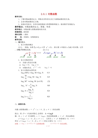 高一数学上 第二章 函数：2.8.1对数函数优秀教案