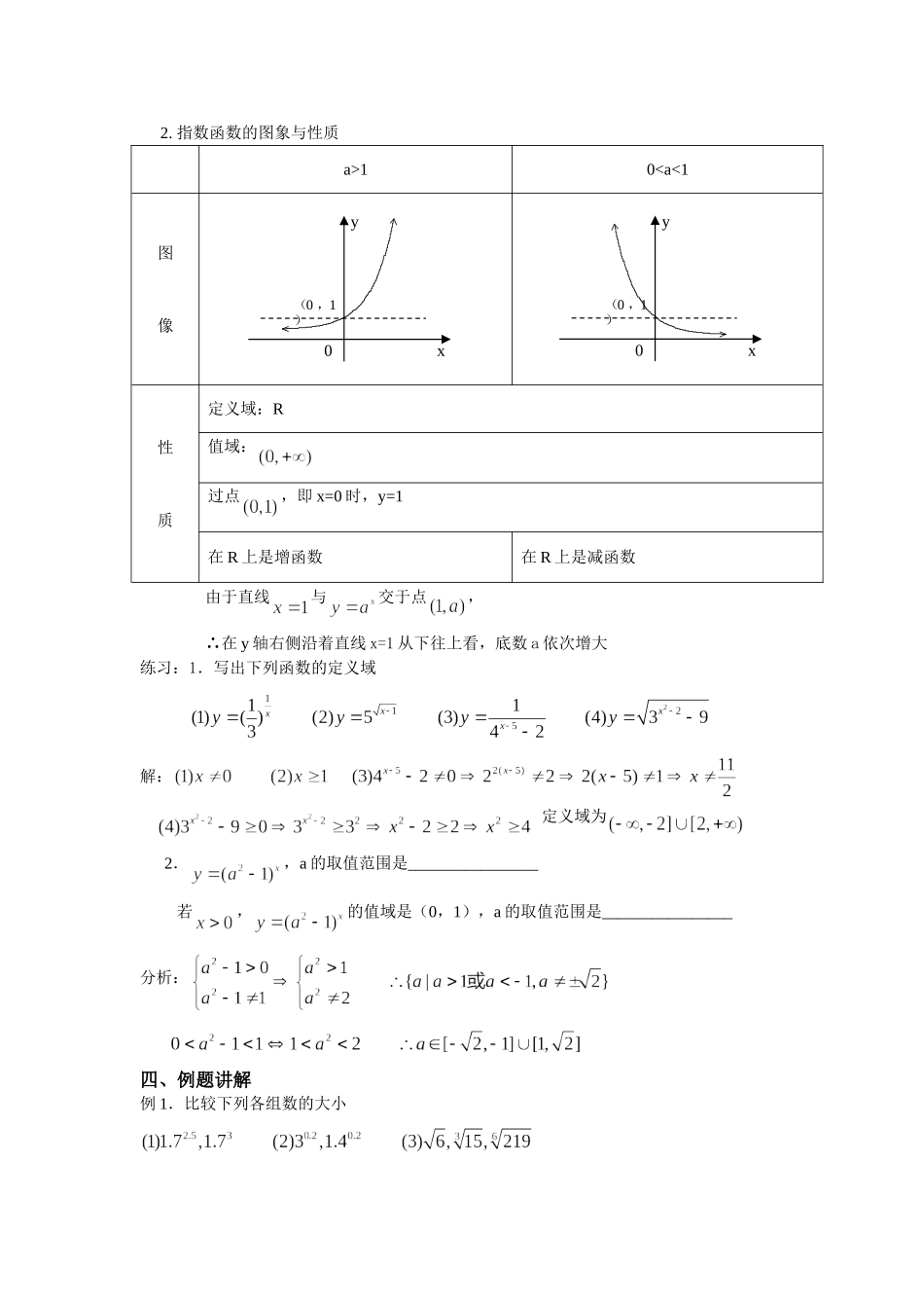 高一数学上 第二章 函数：2.6.1指数函数优秀教案_第2页