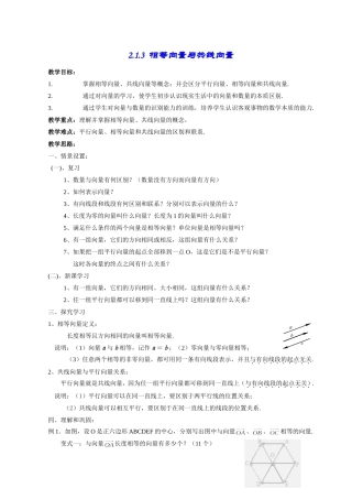 高一数学《2.1.3相等向量与共线向量》
