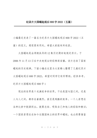 纪录片大国崛起观后800字2022（五篇）