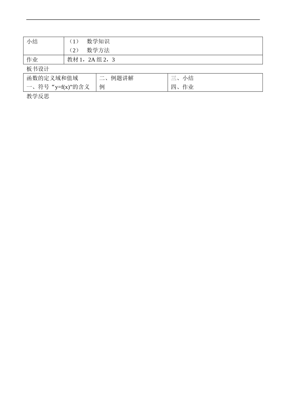 高一数学 函数的定义域和值域教案人教版必修一_第2页