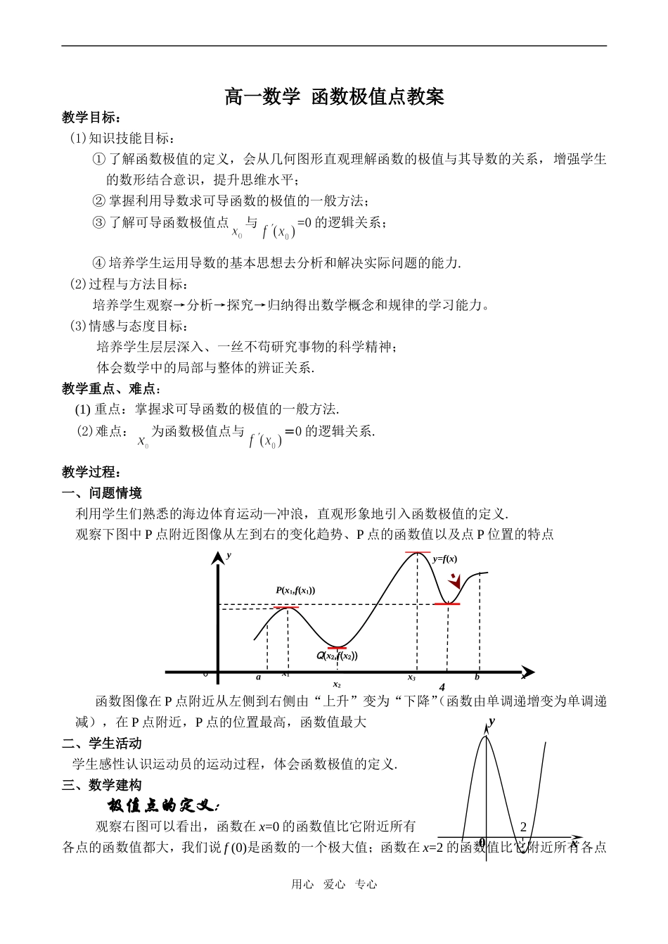 高一数学 函数极值点教案_第1页