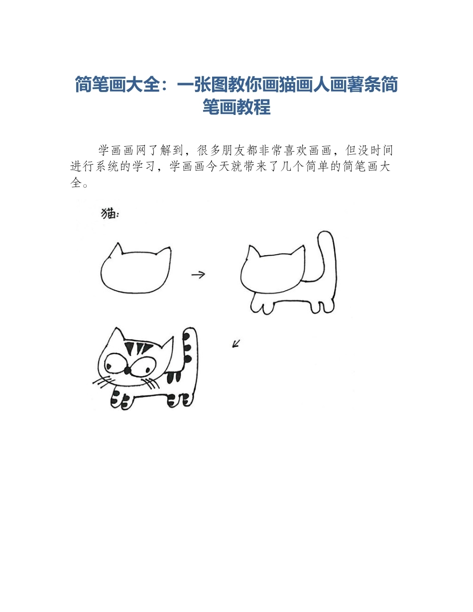 简笔画大全：一张图教你画猫画人画薯条简笔画教程_第1页