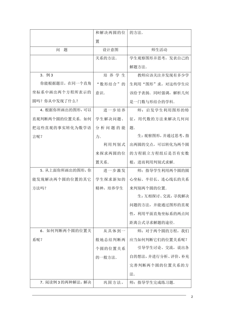 高一数学 4.2.2《圆与圆的位置关系》教案（新人教A版必修2）_第2页