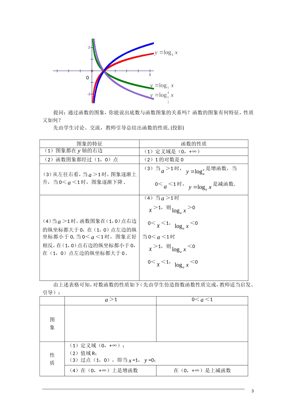 高一数学 2.2.2《对数函数及时性质》（一）教案（新人教A版必修1）_第3页
