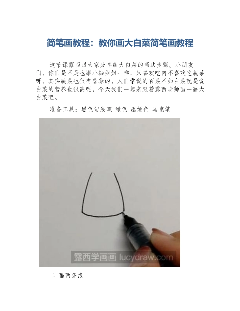 简笔画教程：教你画大白菜简笔画教程_第1页