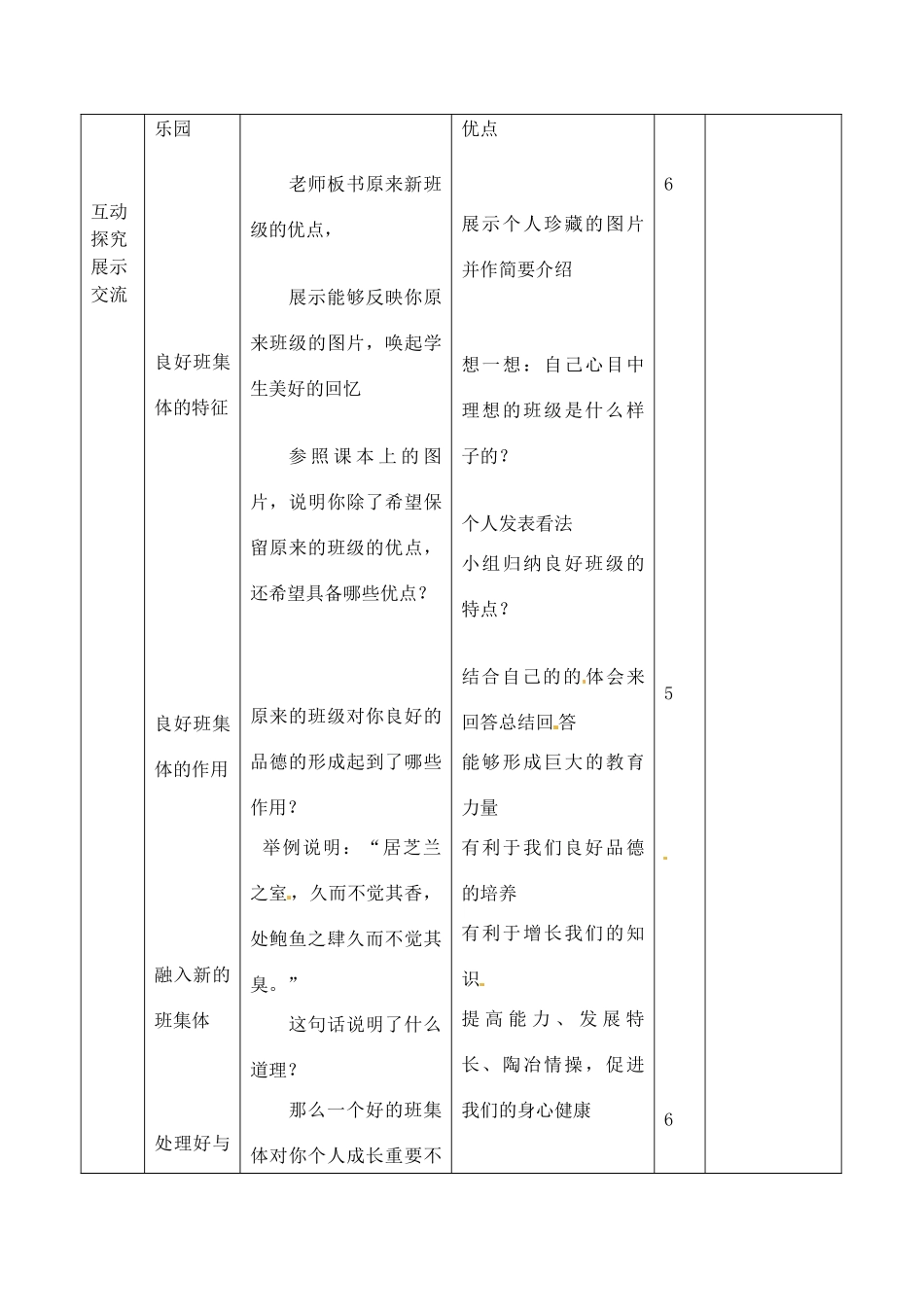 山东省临沭县第三初级中学七年级政治上册《新集体新面貌》教学设计 鲁教版教材_第3页