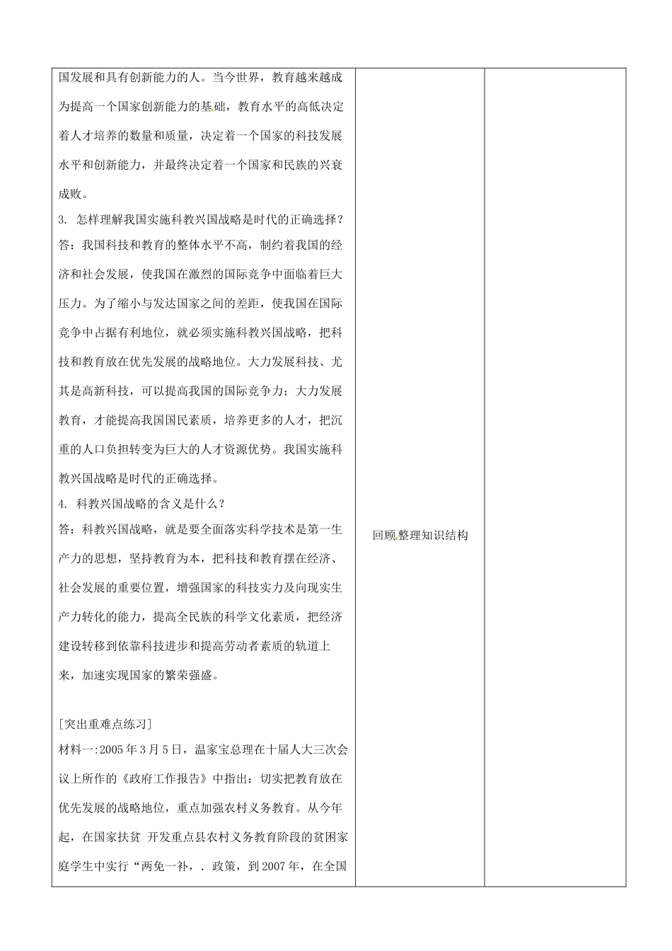 山东省临沂市郯城县九年级政治《第7课 走科教兴国之路》教学设计三 新人教版教材_第2页