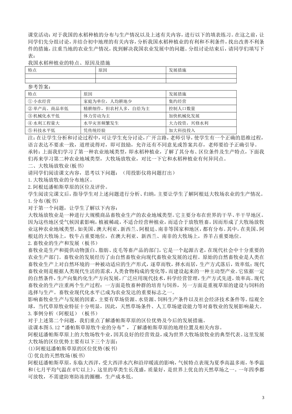 高一地理 第五单元第三节世界主要的农业地域类型（一）教案 人教大纲版必修下册_第3页