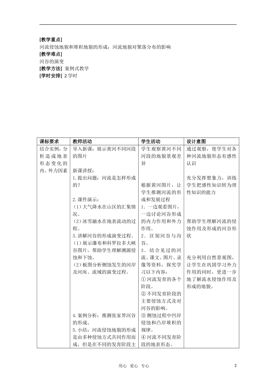高一地理  4.3《河流地貌的发育》教学设计  新人教版必修1_第2页