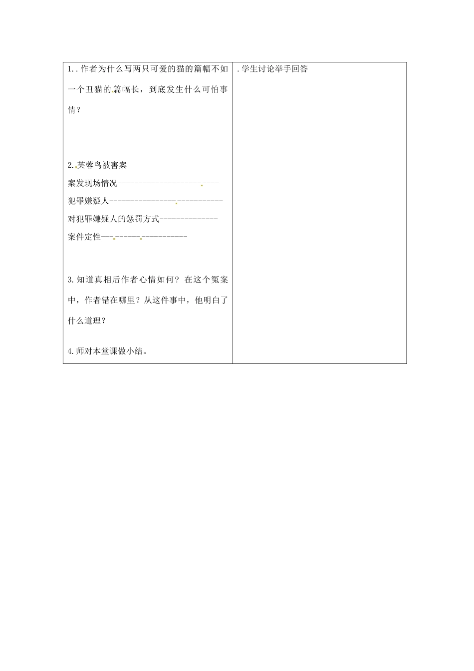 四川省通江县实验中学七年级语文《猫》教学设计_第3页