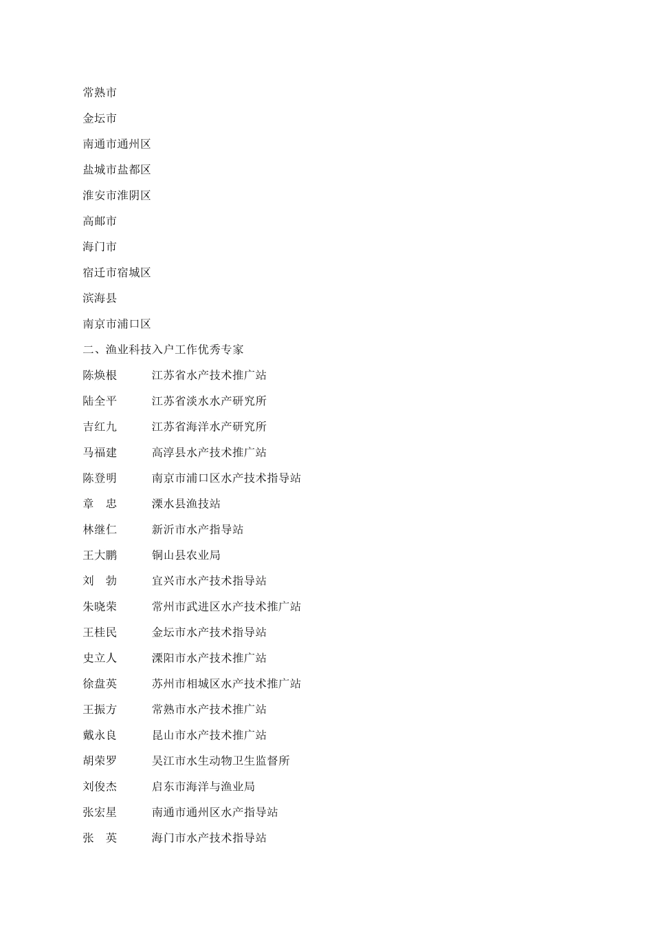 江苏省海洋与渔业局关于表彰2009年度江苏省渔业科技入户工作先进精品_第2页