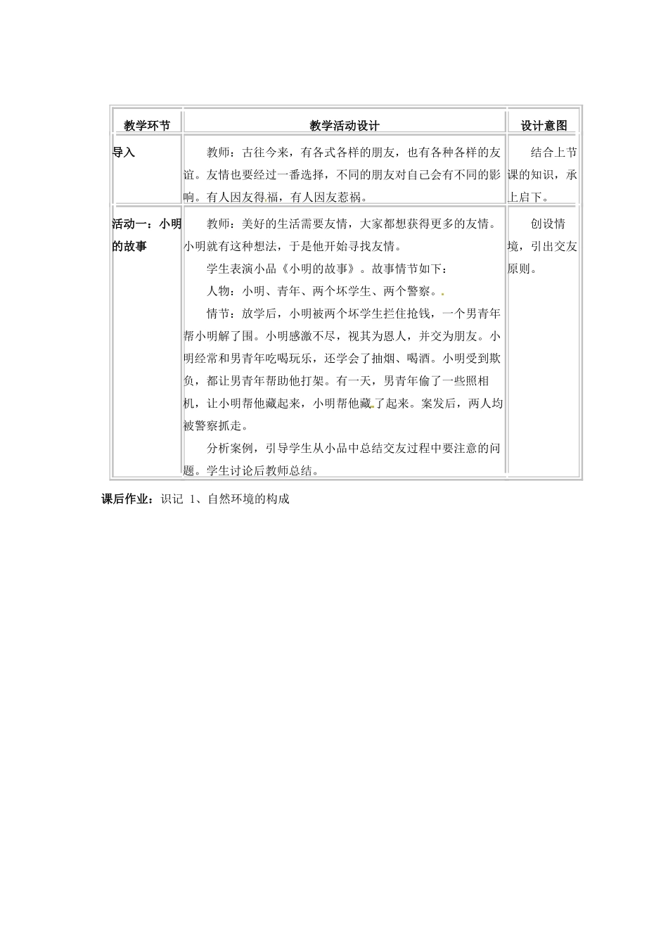 四川省宜宾县复龙初级中学八年级政治上册 第四课 交友的的智慧教学设计 教科版教材_第2页