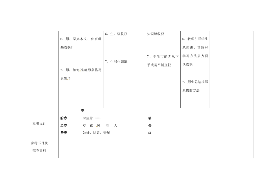 四川省华蓥市明月镇七年级语文上册 11 春教学设计 （新版教材）新人教版教材_第3页