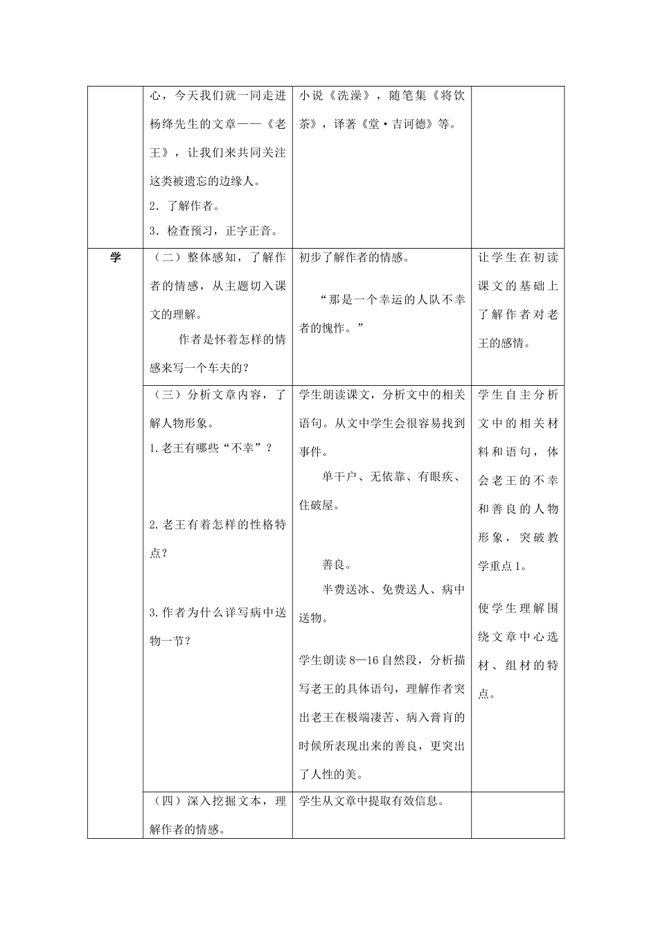 全国初中语文新课程说课比赛教学设计 老王（二）_第2页