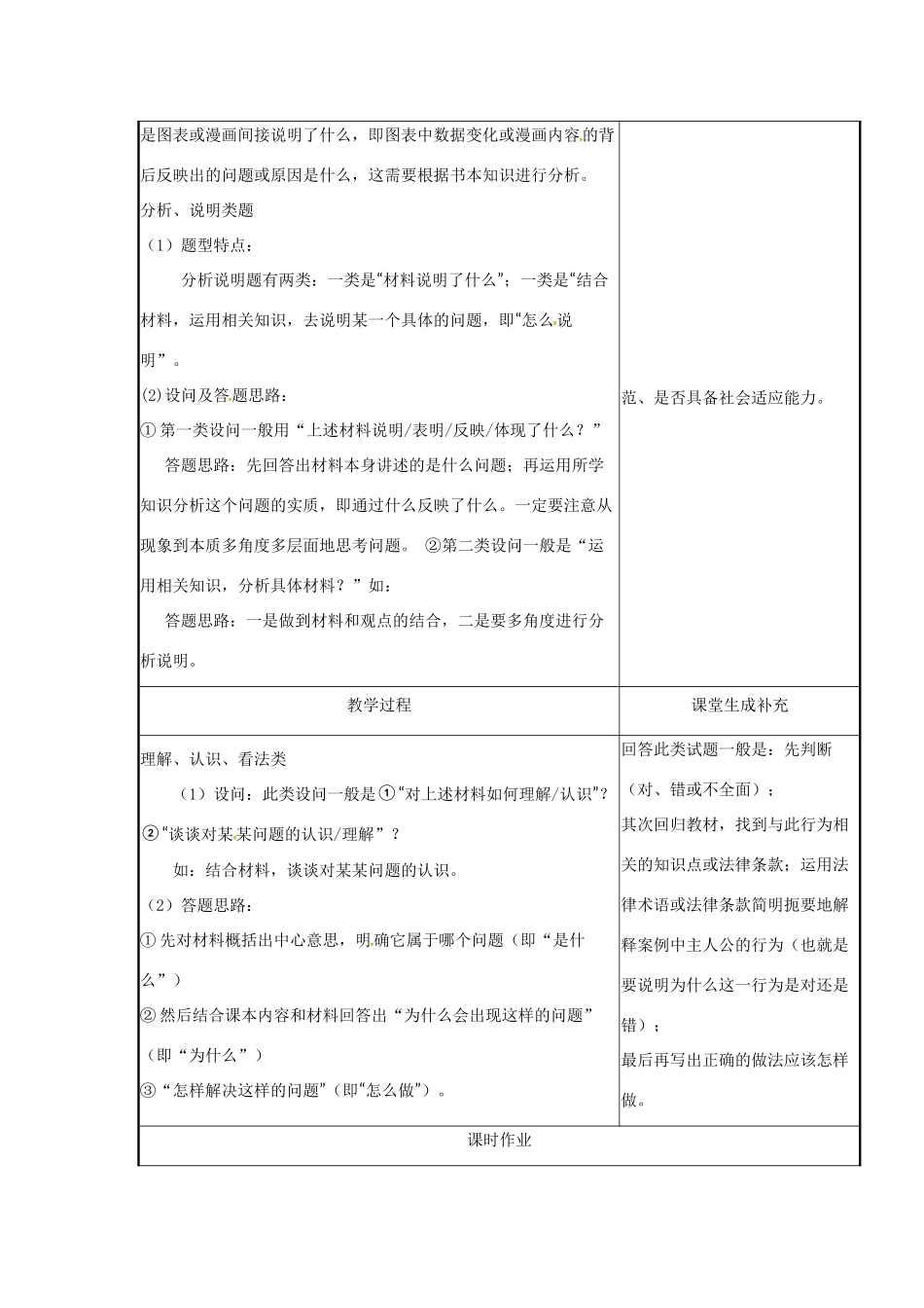 云南省涧彝族自治县中考政治第四轮复习 课题49 综合训练阶段 强化做题 全面提高教学设计-人教版教材初中九年级全册政治教学设计_第2页