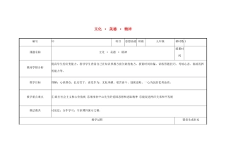 云南省涧彝族自治县中考政治第三轮复习 课题33 文化 美德 精神教学设计-人教版教材初中九年级全册政治教学设计
