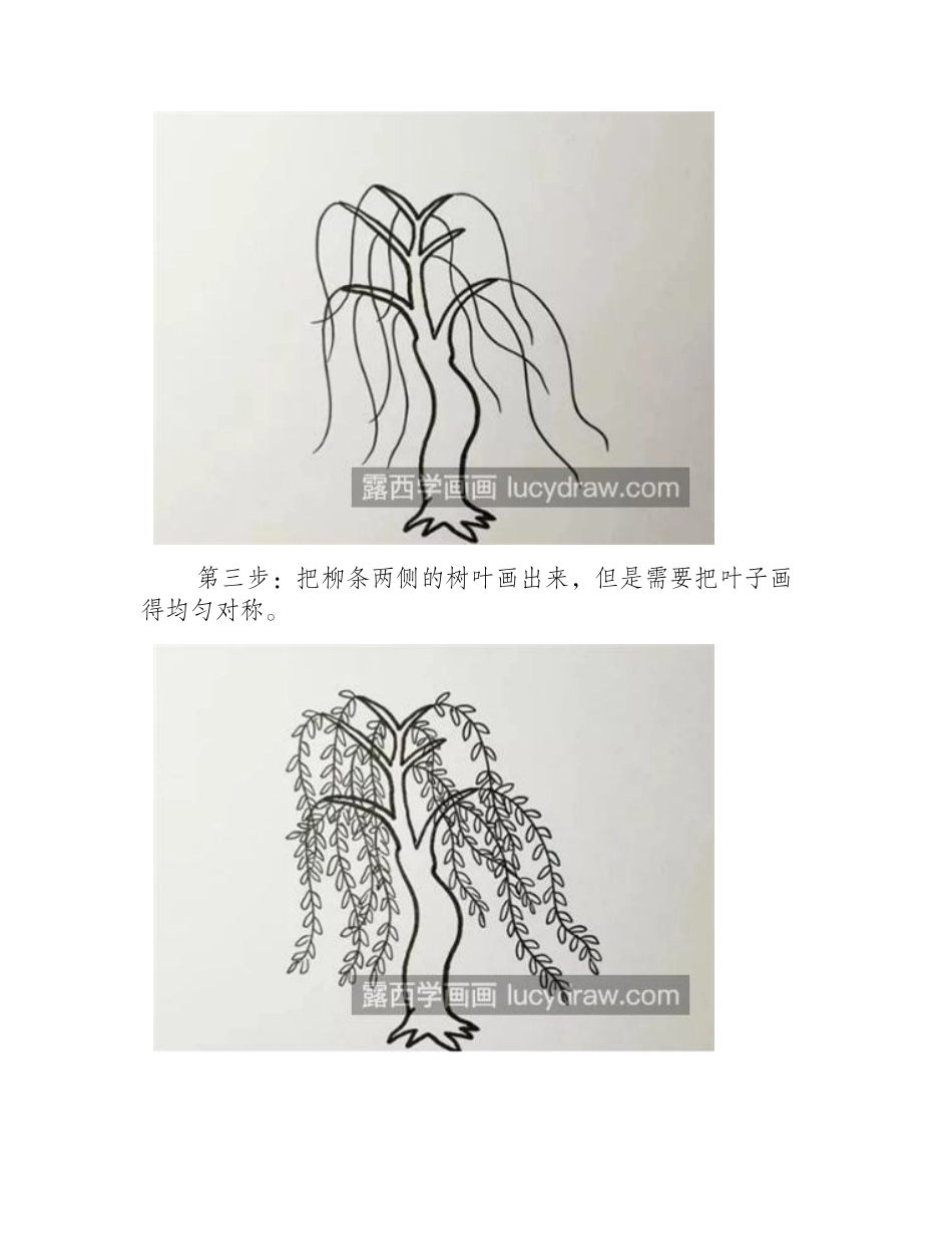 简单的柳树怎么画_柳树的两种画法是什么_简笔画教程2_第2页
