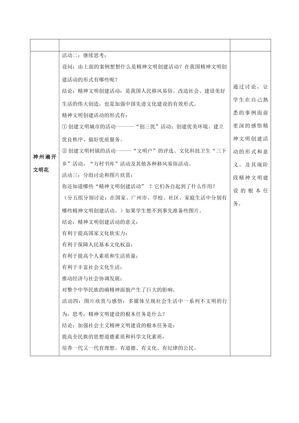 九年级政治全册 第八课 第二框 灿烂的文明之花教学设计3 新人教版教材_第2页