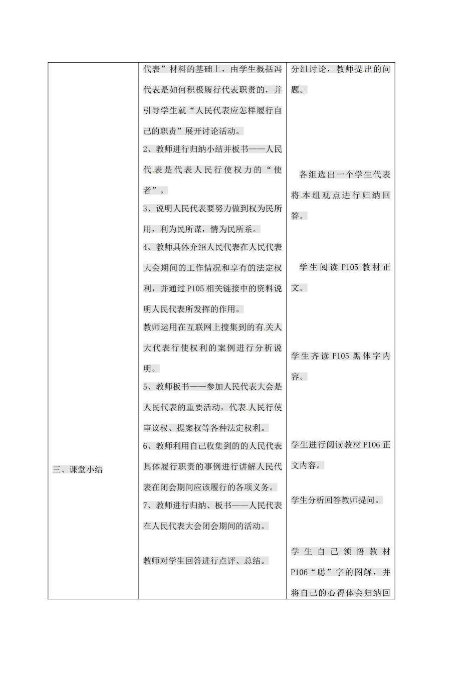 九年级政治全册 第三单元 法治时代 第9课 人民代表的责任 人民代表人民教学设计 人民版教材-人民版教材初中九年级全册政治教学设计_第2页