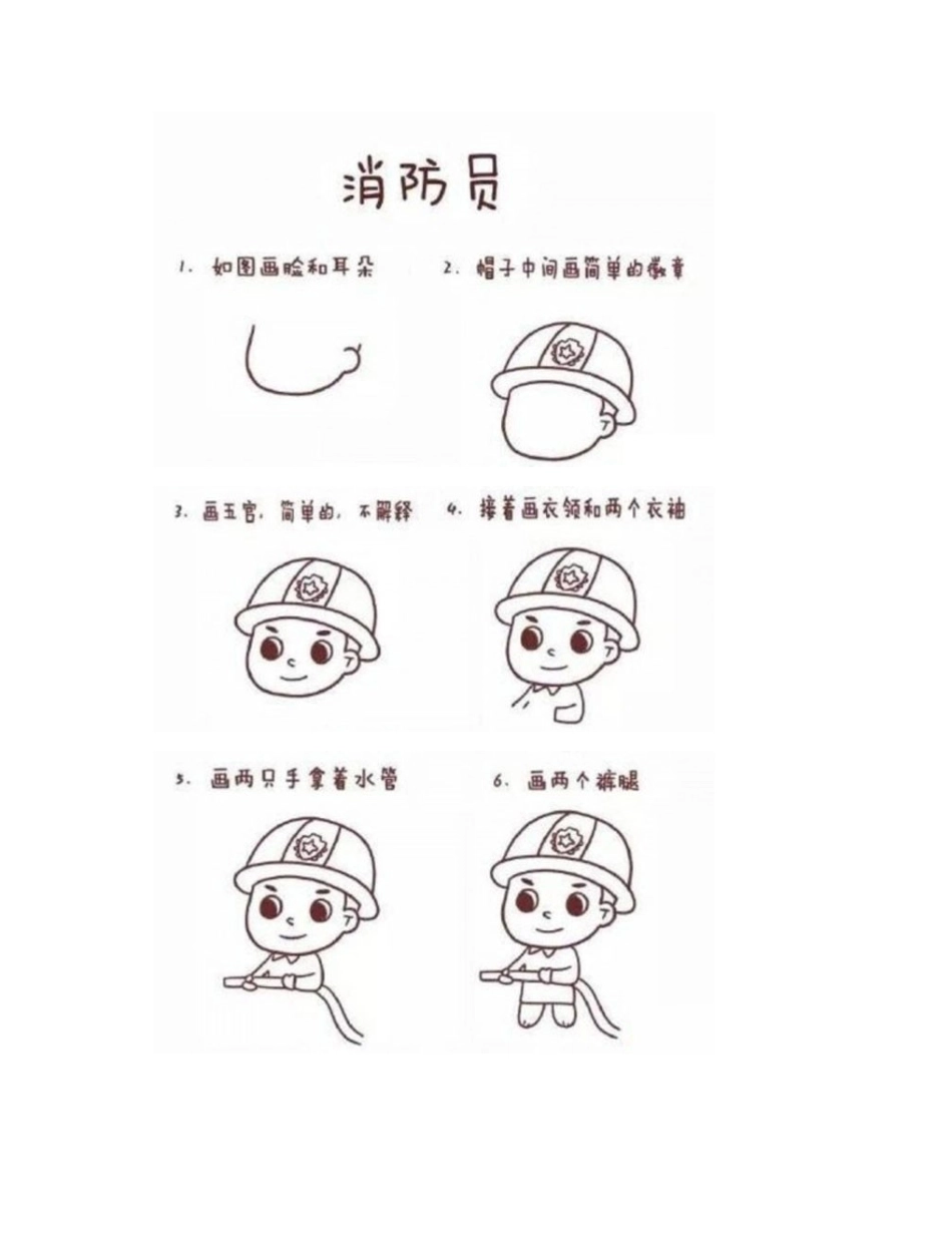 简笔画：消防员叔叔怎么画简笔画教程_第2页
