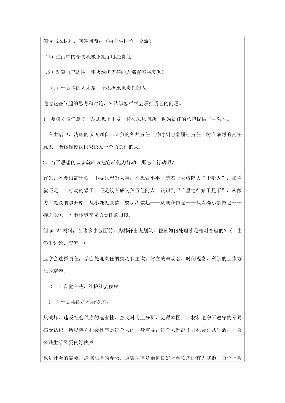 九年级政治全册 第1单元 在社会生活中承担责任 第二课 在承担责任中 第3框 让社会投给我赞成票教学设计 鲁教版教材-鲁教版教材初中九年级全册政治教学设计_第2页