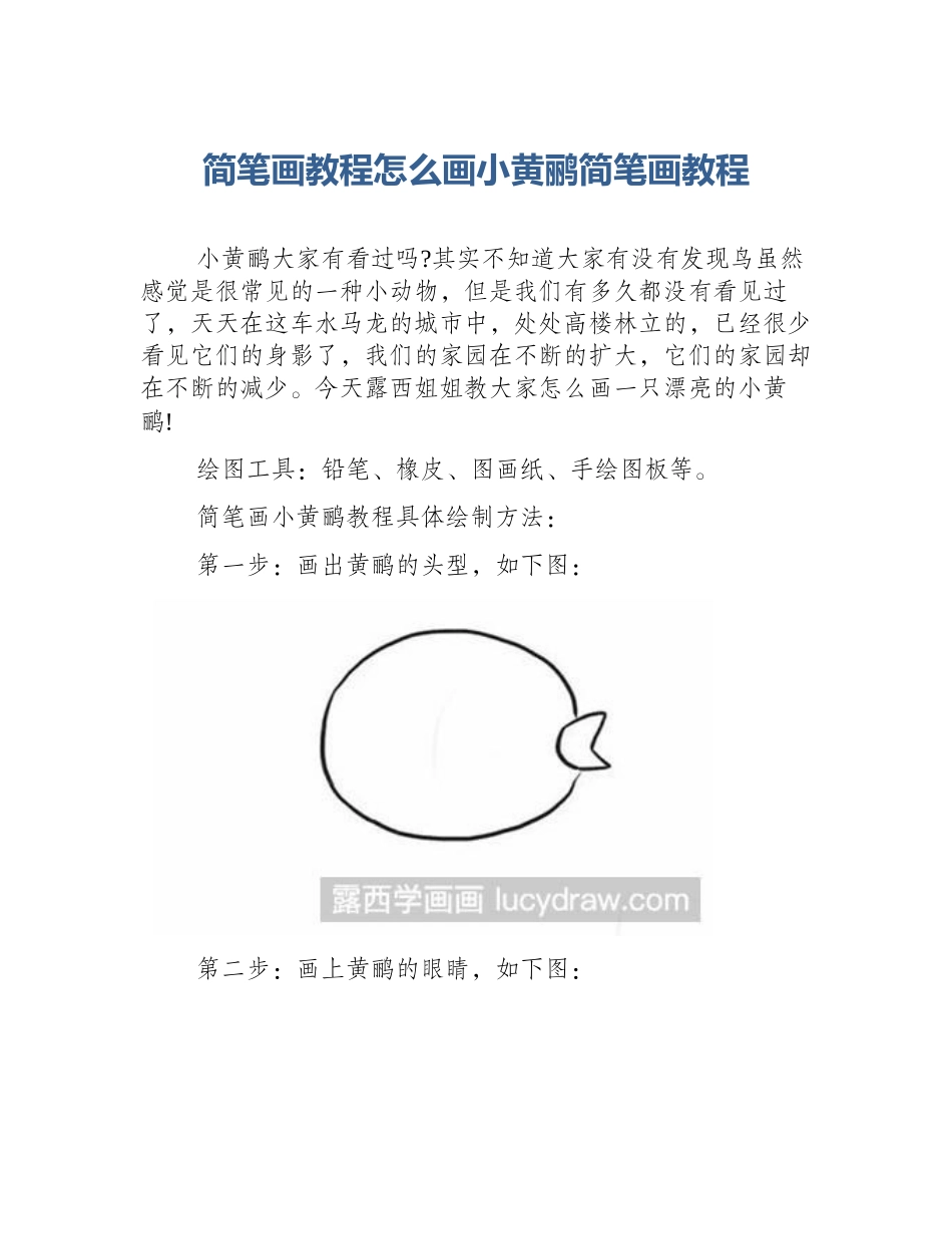 简笔画教程怎么画小黄鹂简笔画教程_第1页