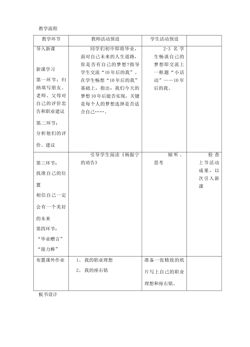 九年级政治上册 第十二课 找准自己的位置教学设计 人民版教材_第2页