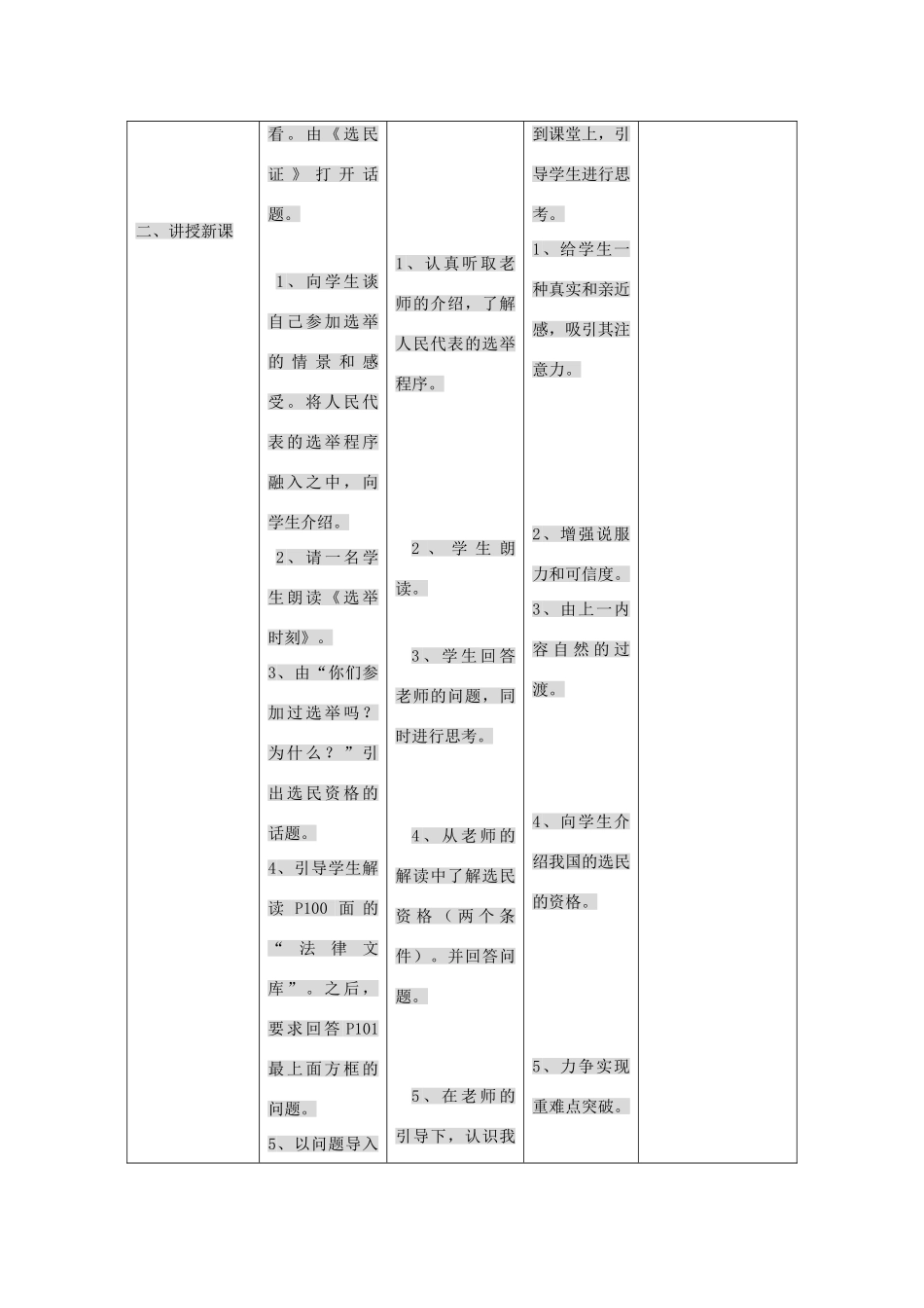 九年级政治 第九课 人民代表的责任教学设计 人民版教材_第2页