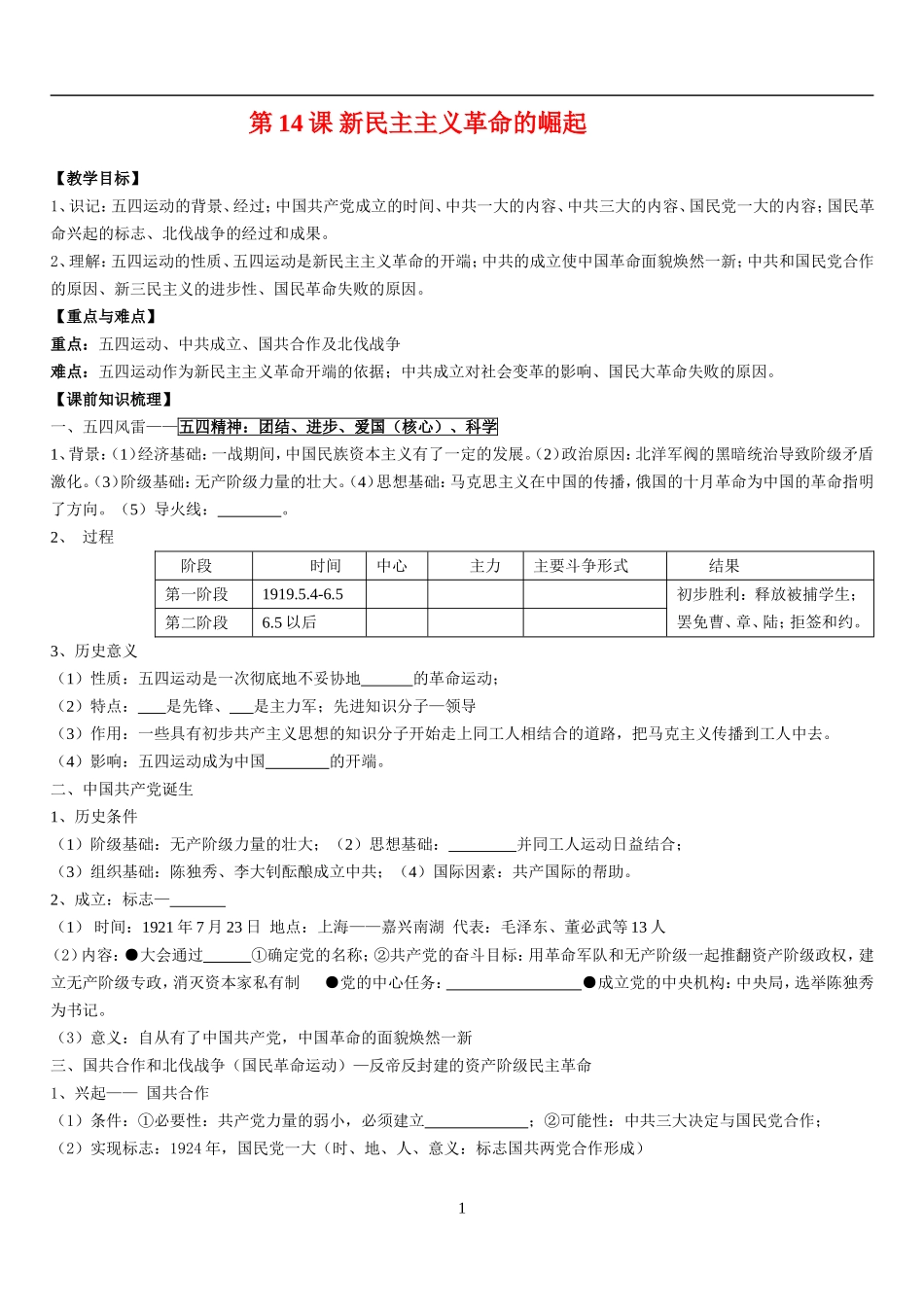 第14课 新民主主义革命的崛起_第1页