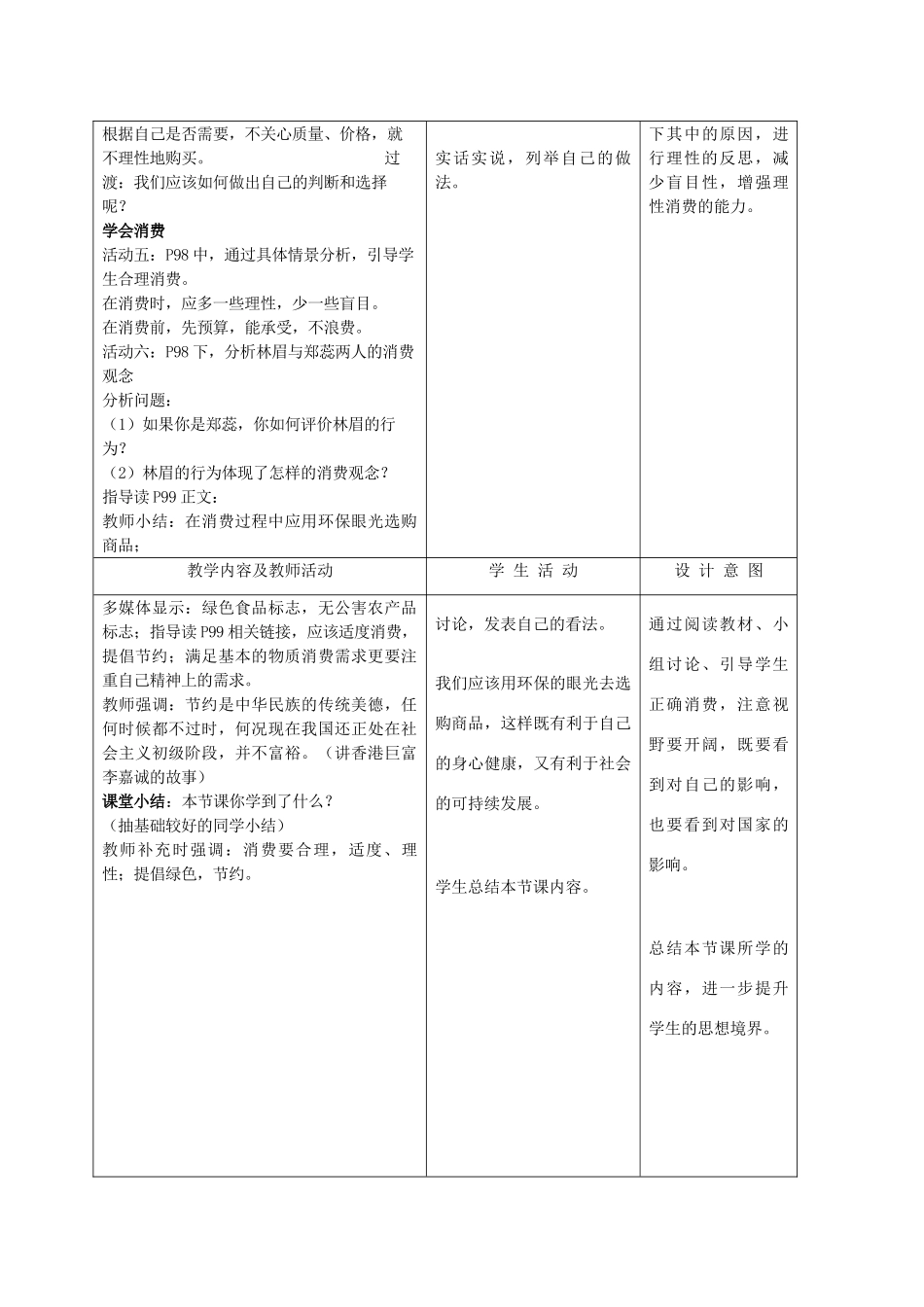 九年级政治 3.7.3学会合理消费教学设计 鲁教版教材_第3页